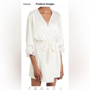 Elegant Cream Lace Trim Robe